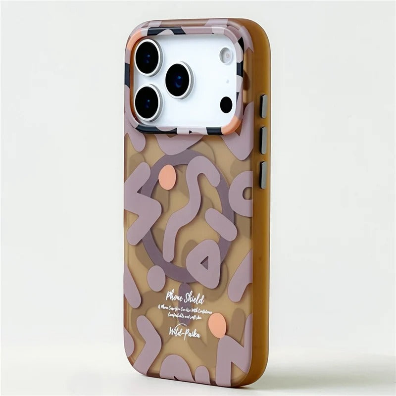 Luxury iPhone Case — Magnetic, Shockproof Matte Silicone Back Cover with Graffiti Art Design, MagSafe Wireless Charging Support and Camera Protection