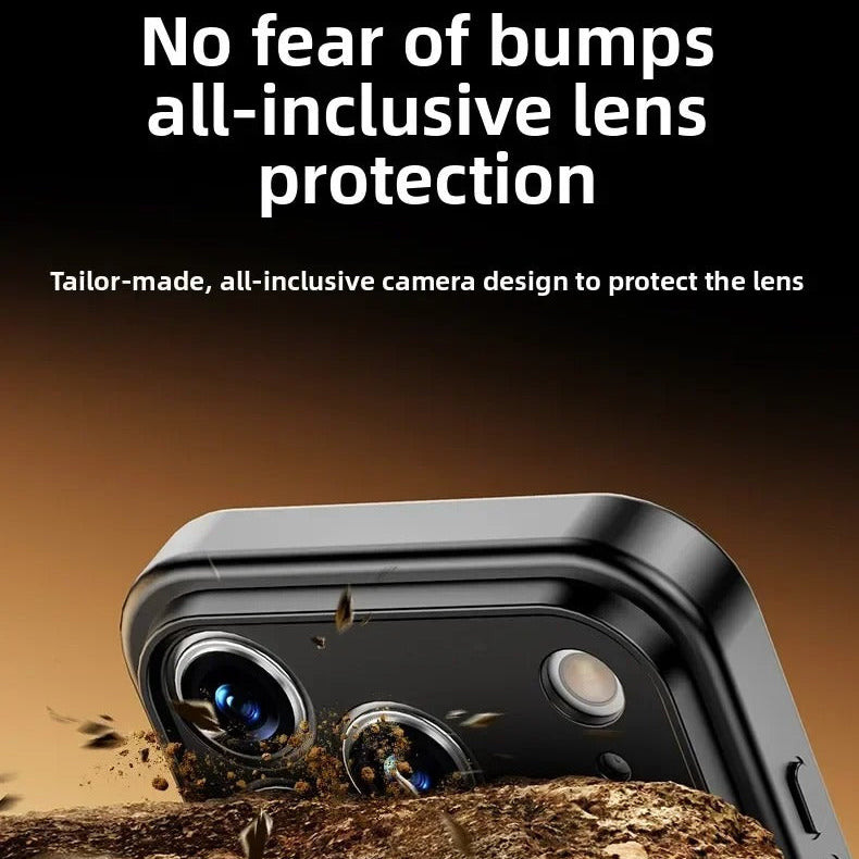 Luxury iPhone Case — Matte Clear MagSafe Magnetic Cover with 360° Rotating Bracket, Shockproof Protective Design