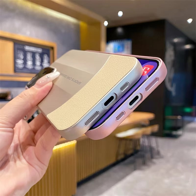 Luxury iPhone Case — Matte Leather Hard Shell Cover with Lens Protection, Anti-Fingerprint Anti-Scratch Lightweight Design & Non-Slip Half-Wrapped Finish