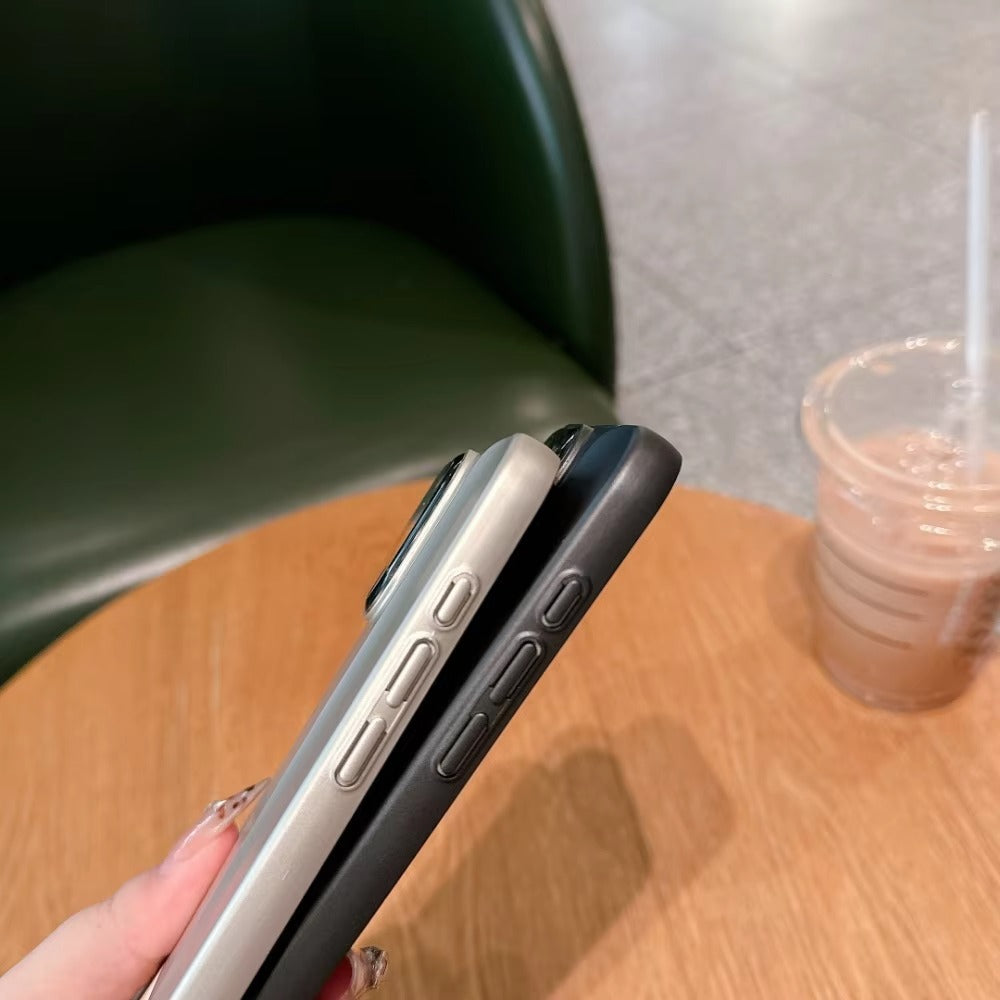 Luxury iPhone Case — Matte Leather Hard Shell Cover with Lens Protection, Anti-Fingerprint Anti-Scratch Lightweight Design & Non-Slip Half-Wrapped Finish