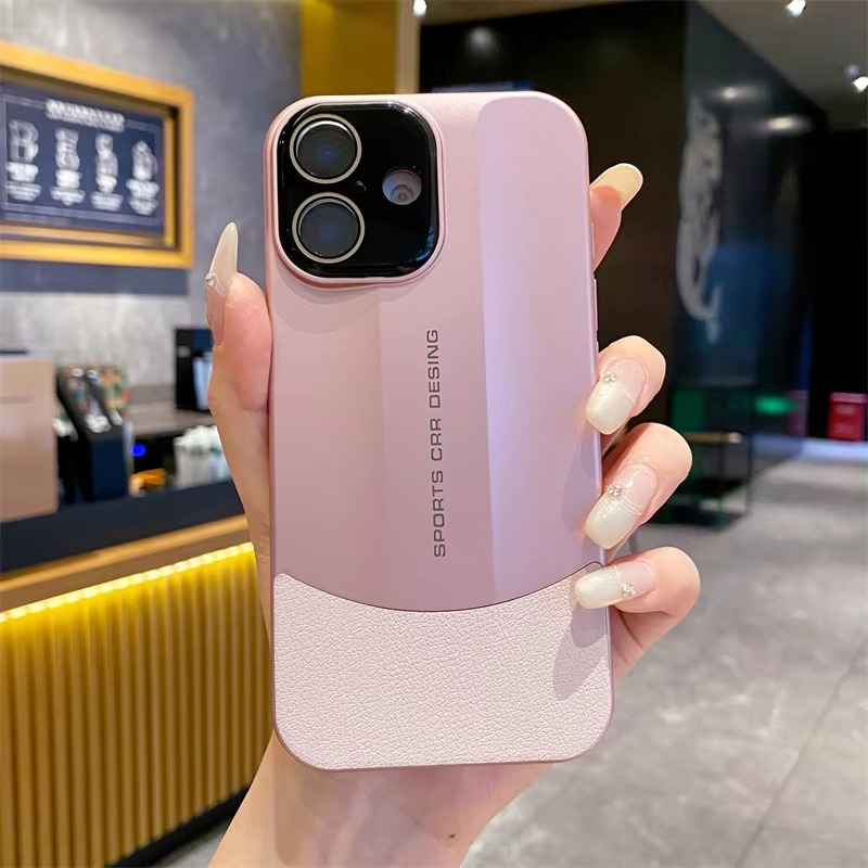 Luxury iPhone Case — Matte Leather Hard Shell Cover with Lens Protection, Anti-Fingerprint Anti-Scratch Lightweight Half-Wrapped Design