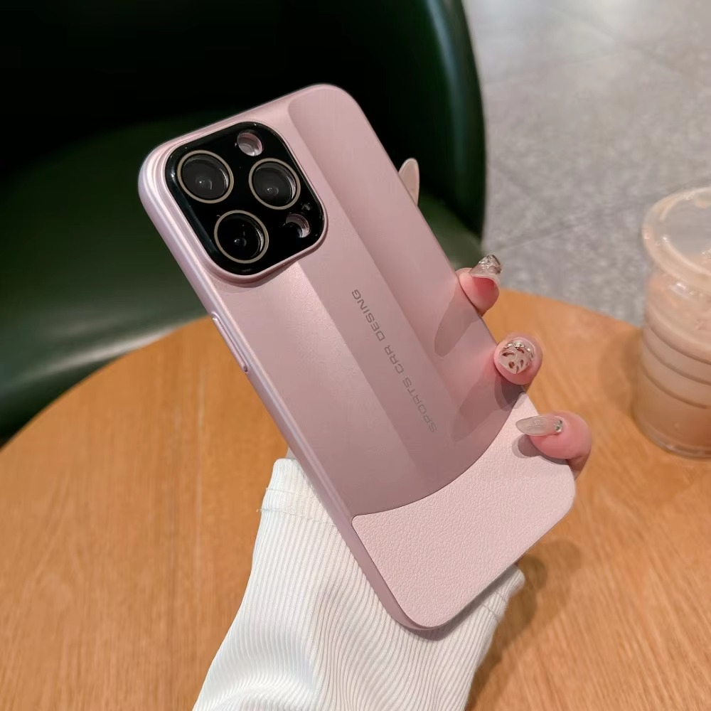 Luxury iPhone Case — Matte Leather Hard Shell Cover with Lens Protection, Anti-Fingerprint Anti-Scratch Lightweight Half-Wrapped Design