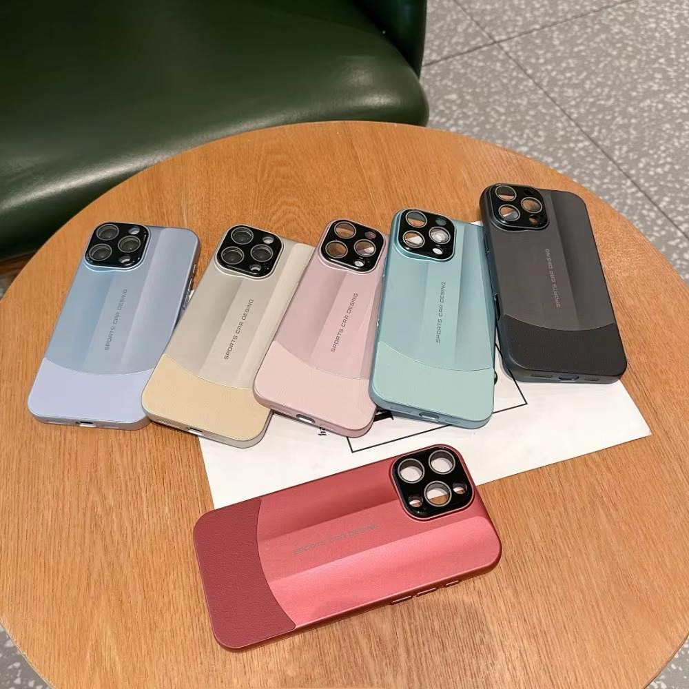 Luxury iPhone Case — Matte Leather Hard Shell Cover with Lens Protection, Anti-Fingerprint Anti-Scratch Lightweight Half-Wrapped Design