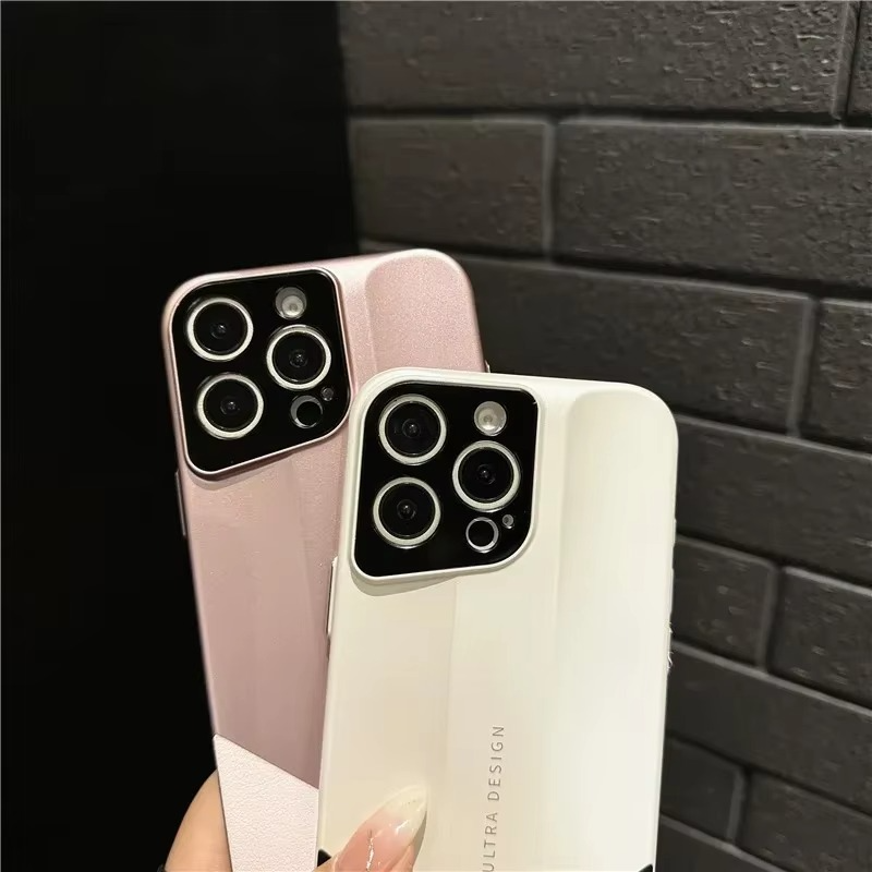 Luxury iPhone Case — Matte Leather Hard Shell Cover with Lens Protection, Anti-Fingerprint Anti-Scratch Lightweight Half-Wrapped Design