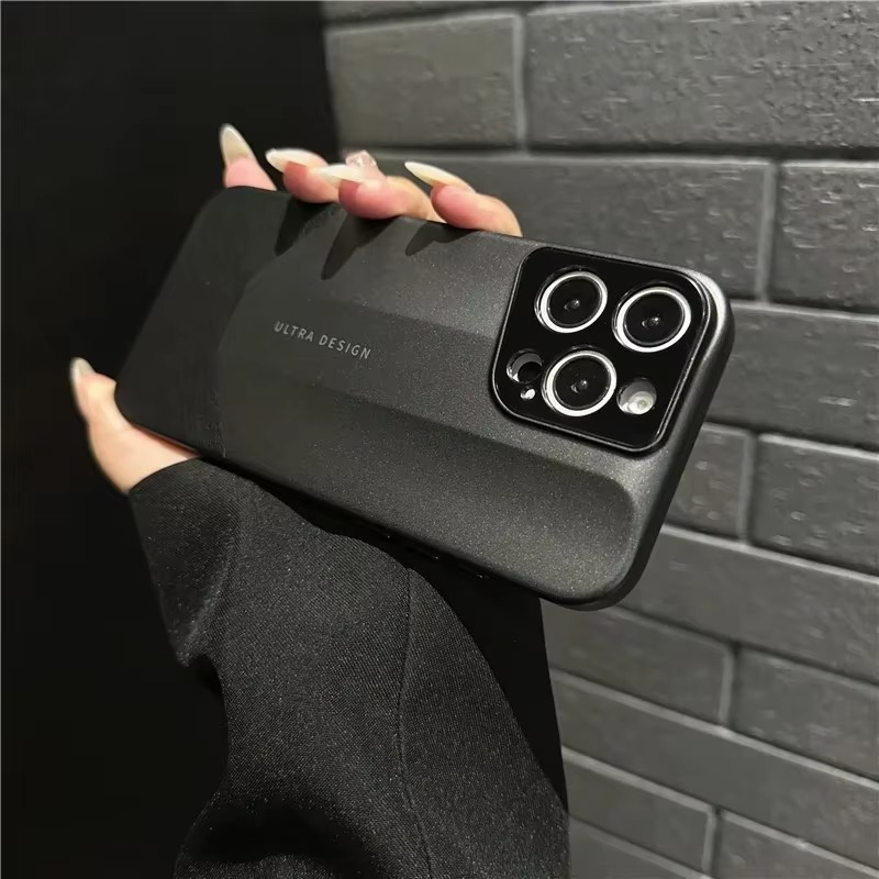 Luxury iPhone Case — Matte Leather Hard Shell Cover with Lens Protection, Anti-Fingerprint Anti-Scratch Lightweight Half-Wrapped Design