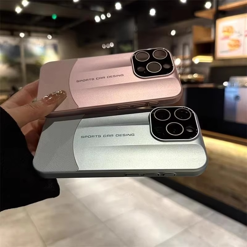 Luxury iPhone Case — Matte Leather Hard Shell Cover with Lens Protection, Anti-Fingerprint Anti-Scratch Lightweight Half-Wrapped Design