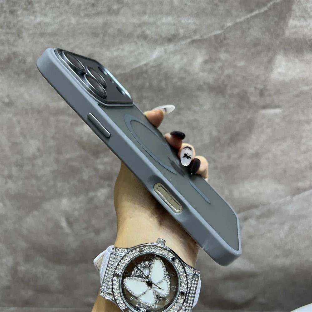 Luxury iPhone Case — Matte Magnetic Translucent Cover with MagSafe, Wireless Charging Support, Shockproof Anti-Fingerprint PC+TPU Design