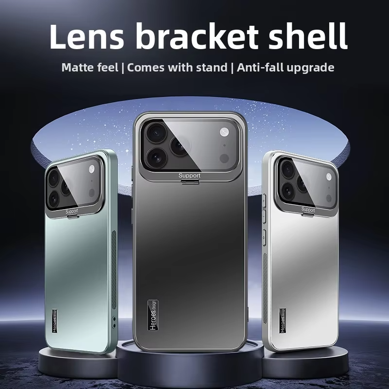 Luxury iPhone Case — Matte Shockproof Armor Bumper Cover with Magnetic Stand Holder, Large-Window Lens Protection and Anti-Fingerprint Design