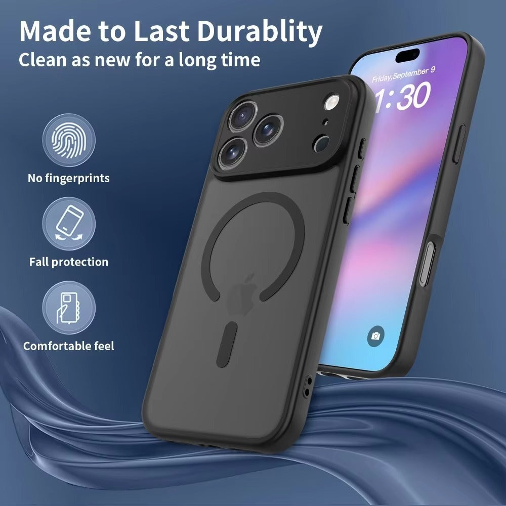 Luxury iPhone Case — Matte Translucent Magnetic Cover with Clear Lens Protection and MagSafe Wireless-Charging Safe Design