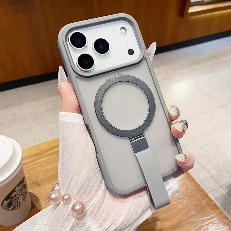 Luxury iPhone Case — Matte Transparent MagSafe Cover with Wrist Strap Holder, Shockproof TPU+PC Protection and Anti-Fingerprint Scratch-Resistant Design