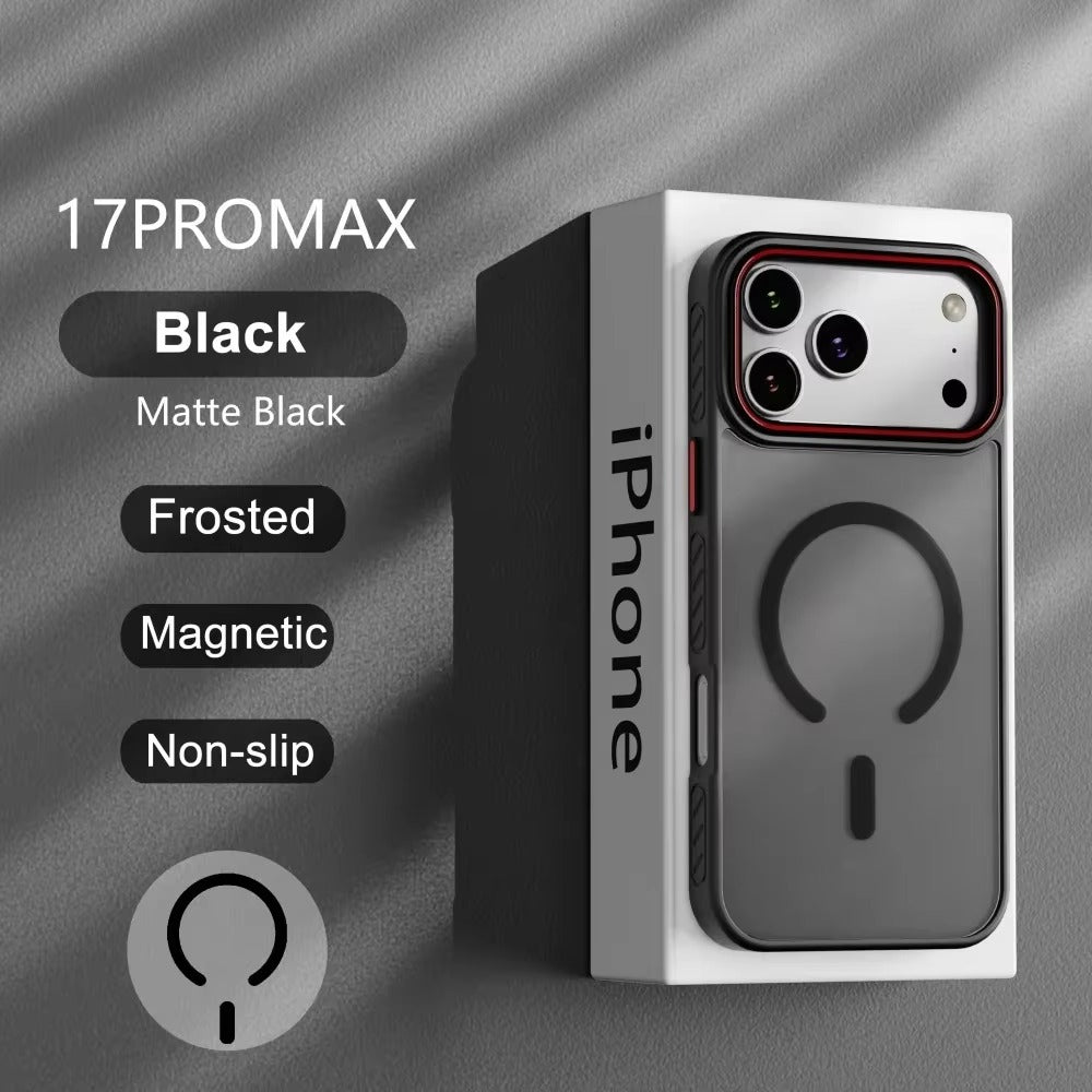 Luxury iPhone Case — Matte Transparent Magnetic Cover with MagSafe, Wireless Charging Support, Shockproof PC+TPU Protective Design