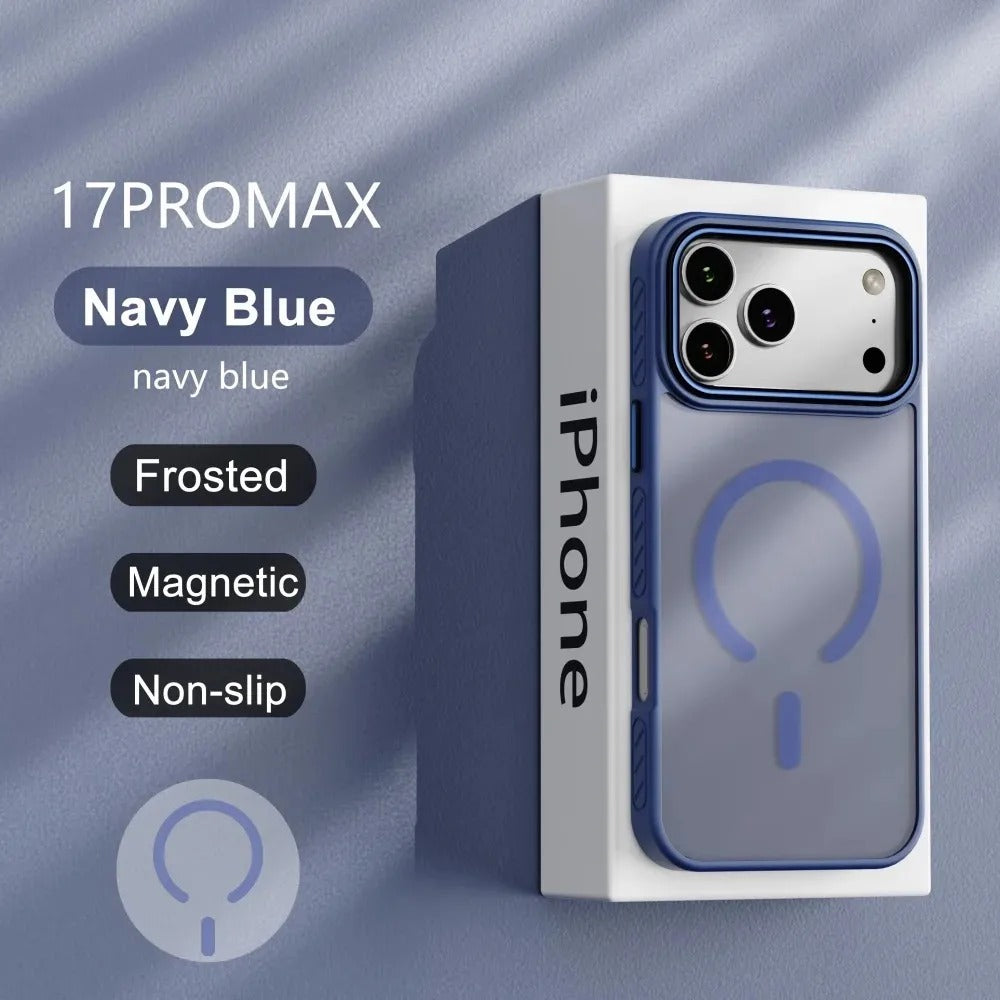 Luxury iPhone Case — Matte Transparent Magnetic Cover with MagSafe, Wireless Charging Support, Shockproof PC+TPU Protective Design