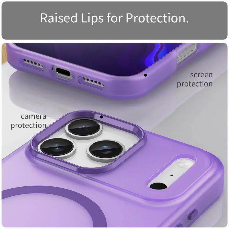 Luxury iPhone Case — Matte Transparent Shockproof Magnetic TPU Cover for Wireless Charging