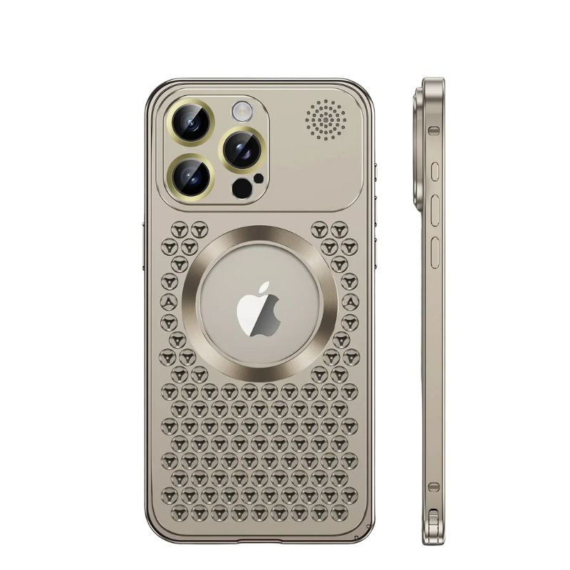Luxury iPhone Case — Metal Heat-Dissipating Aluminum Cover, Magnetic, Magsafe Compatible, Shockproof, Lightweight, Anti-Fingerprint, Water-Resistant, Half-Wrapped Design