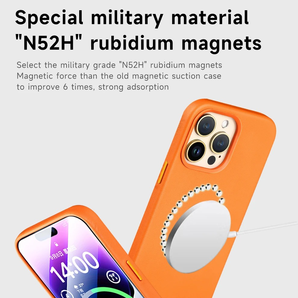 Luxury iPhone Case — Official MagSafe Leather Cover with Strong Magnetic Support, Half-Wrapped Shockproof Design for Apple iPhone 17 Pro Max and Plus