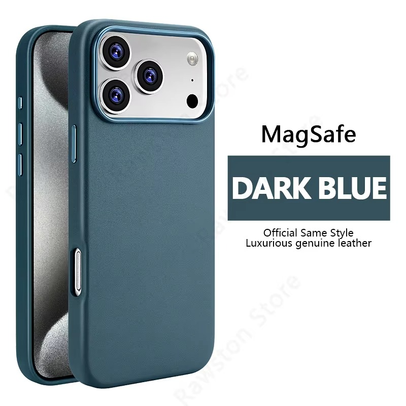 Luxury iPhone Case — Official MagSafe Leather Cover with Strong Magnetic Support, Half-Wrapped Shockproof Design for Apple iPhone 17 Pro Max and Plus