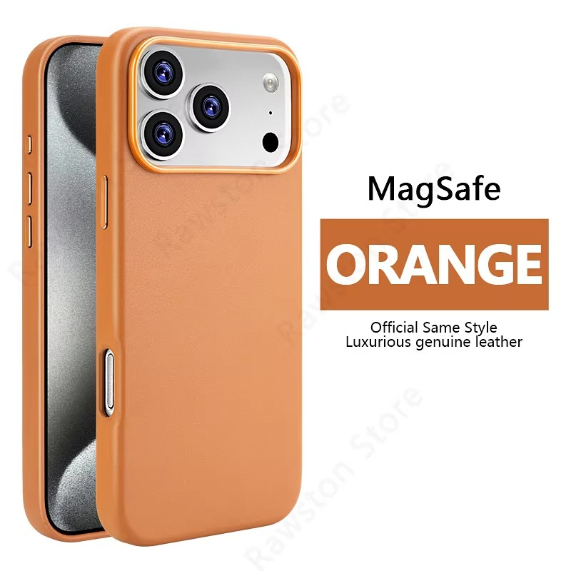 Luxury iPhone Case — Official MagSafe Leather Cover with Strong Magnetic Support, Half-Wrapped Shockproof Design for Apple iPhone 17 Pro Max and Plus