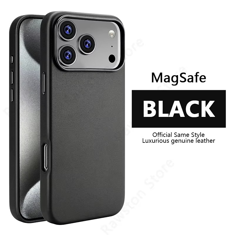 Luxury iPhone Case — Official MagSafe Leather Cover with Strong Magnetic Support, Half-Wrapped Shockproof Design for Apple iPhone 17 Pro Max and Plus