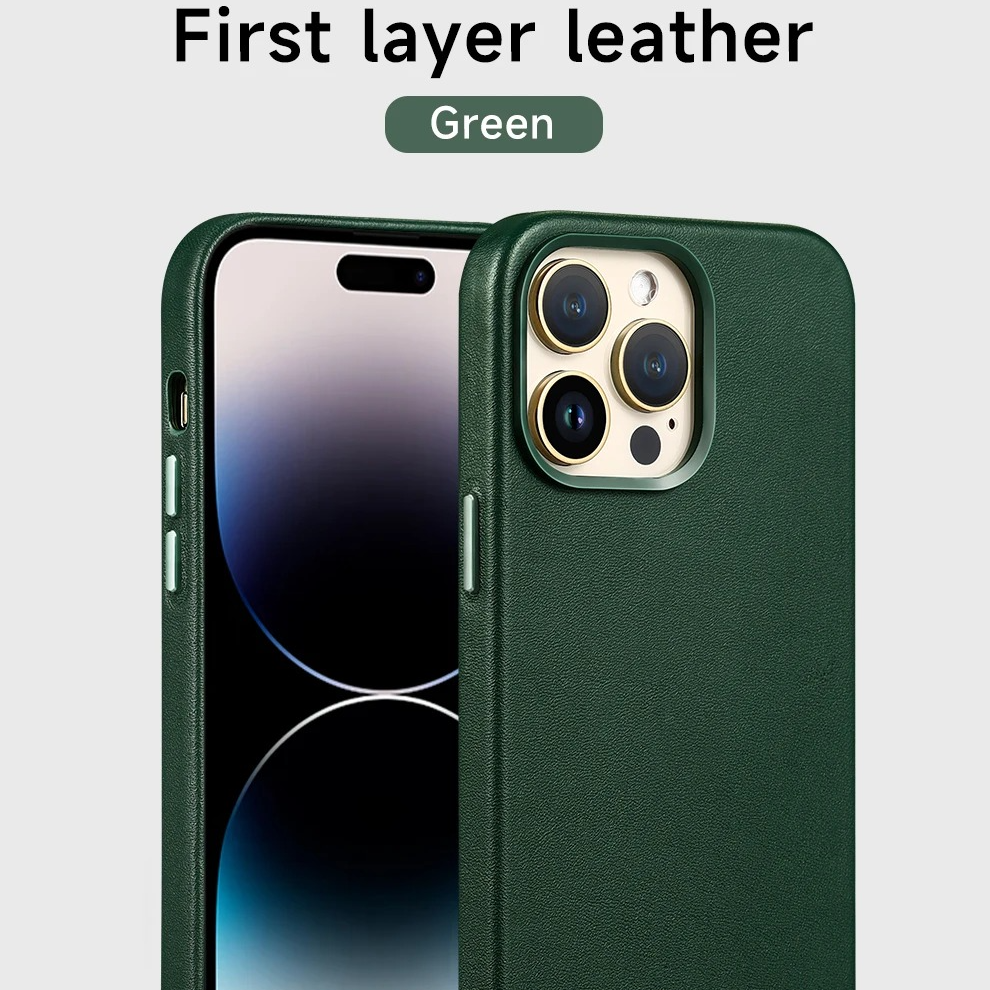 Luxury iPhone Case — Official MagSafe Leather Cover with Strong Magnetic Support, Half-Wrapped Shockproof Design for Apple iPhone 17 Pro Max and Plus
