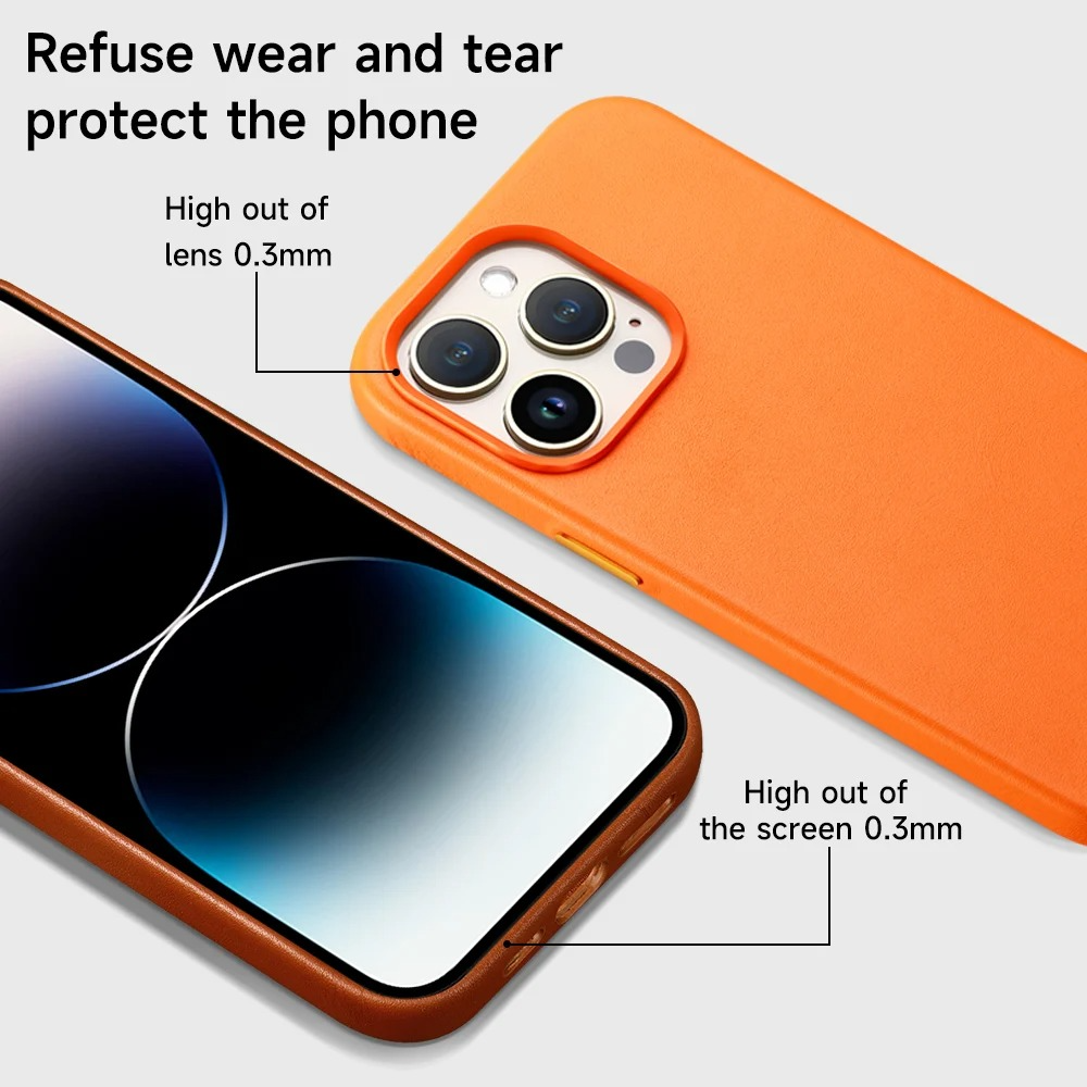 Luxury iPhone Case — Official MagSafe Leather Cover with Strong Magnetic Support, Half-Wrapped Shockproof Design for Apple iPhone 17 Pro Max and Plus