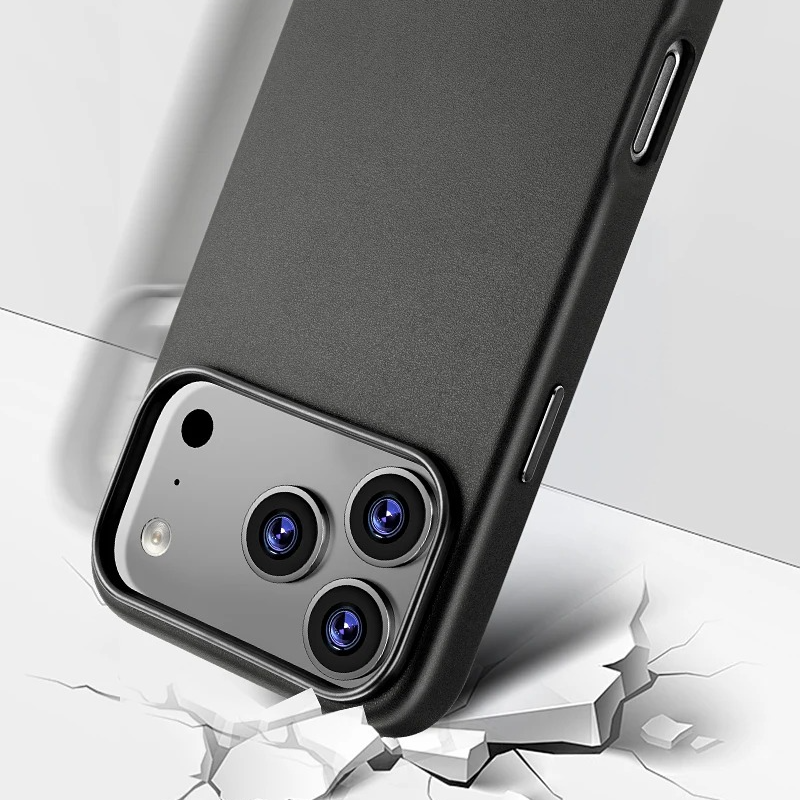 Luxury iPhone Case — Official MagSafe Leather Cover with Strong Magnetic Support, Half-Wrapped Shockproof Design for Apple iPhone 17 Pro Max and Plus