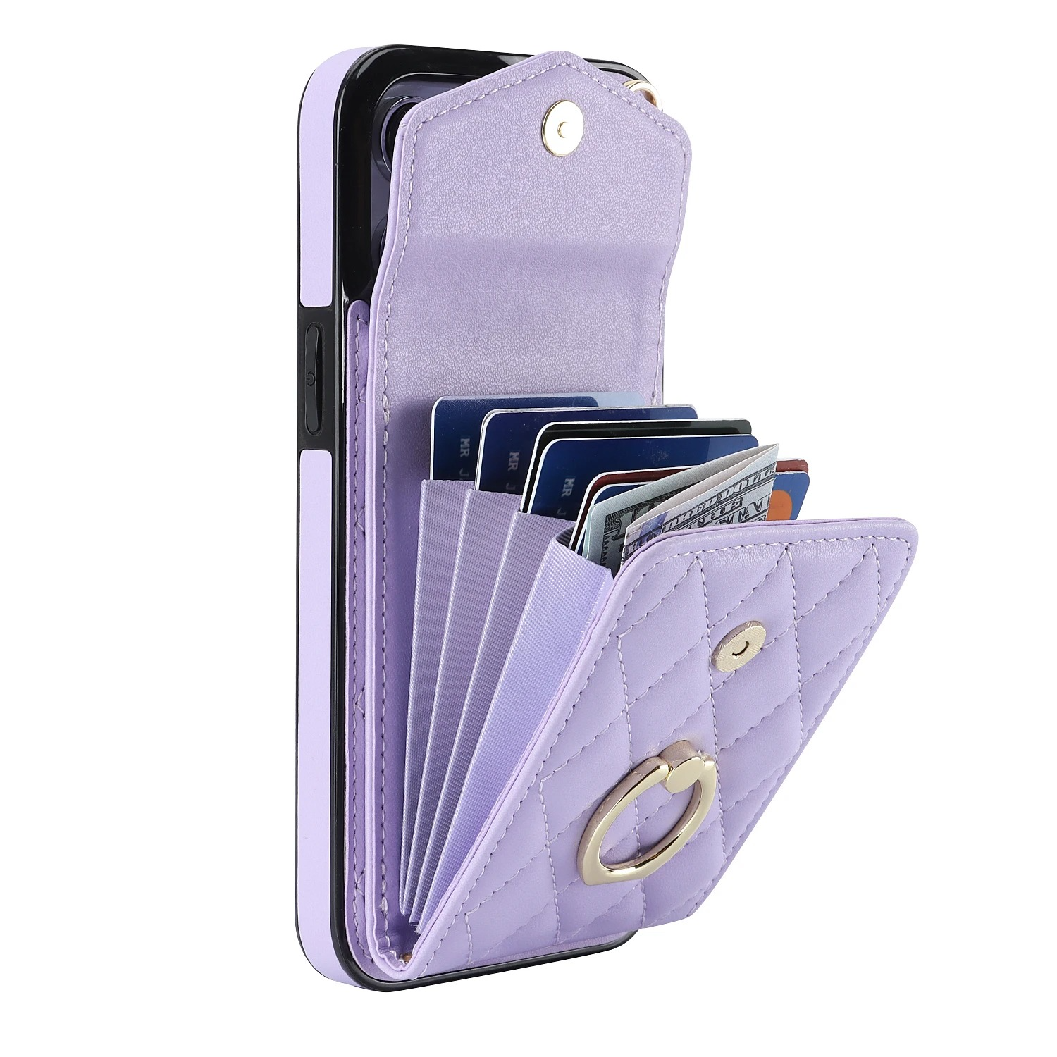 Luxury iPhone Case — PU Leather Crossbody Wallet Cover with Multi Card Slots, Ring Holder Lanyard, Magnetic Closure and Shockproof Anti-Fingerprint Protection