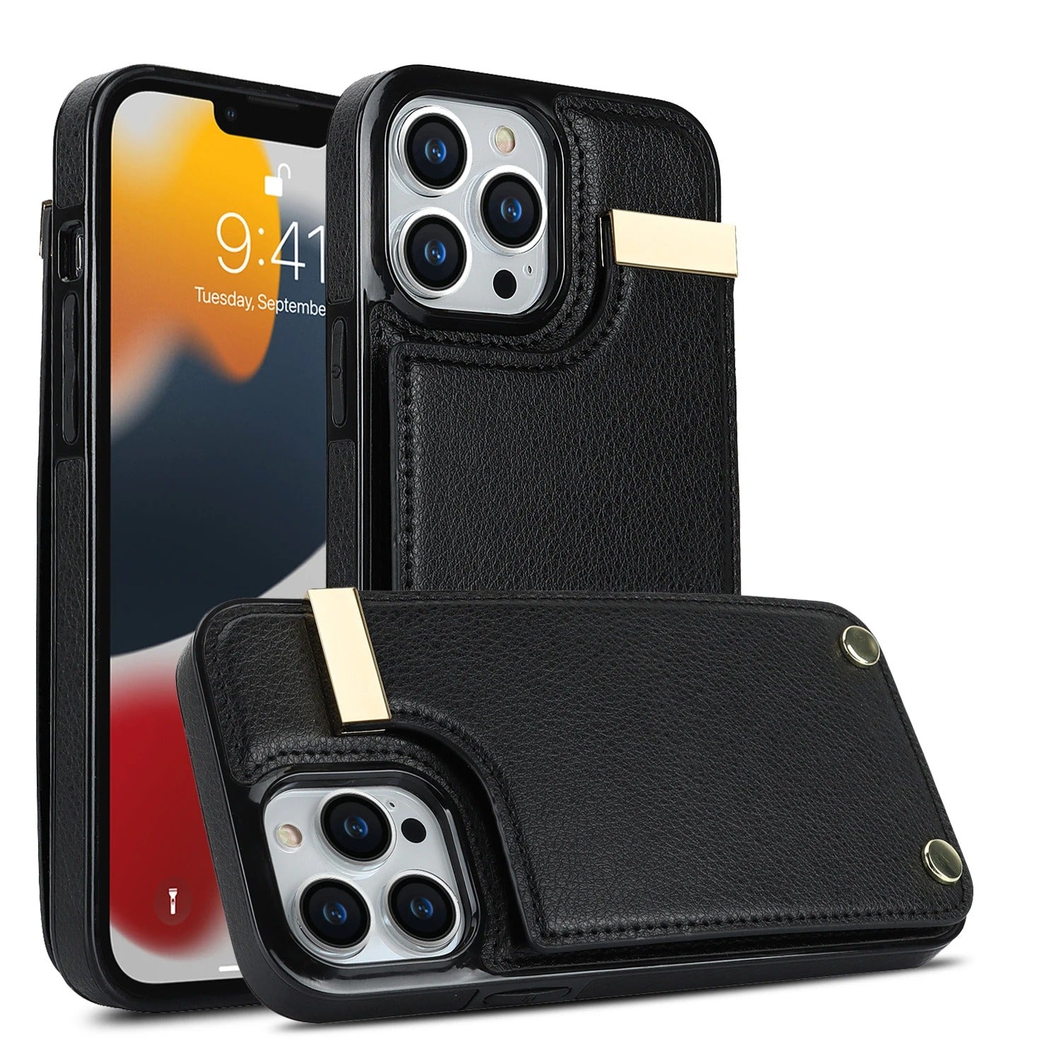 Luxury iPhone Case — PU Leather Wallet Cover with Card Holder Storage, Shockproof Anti-Drop Protection and Sleek Anti-Fingerprint Design