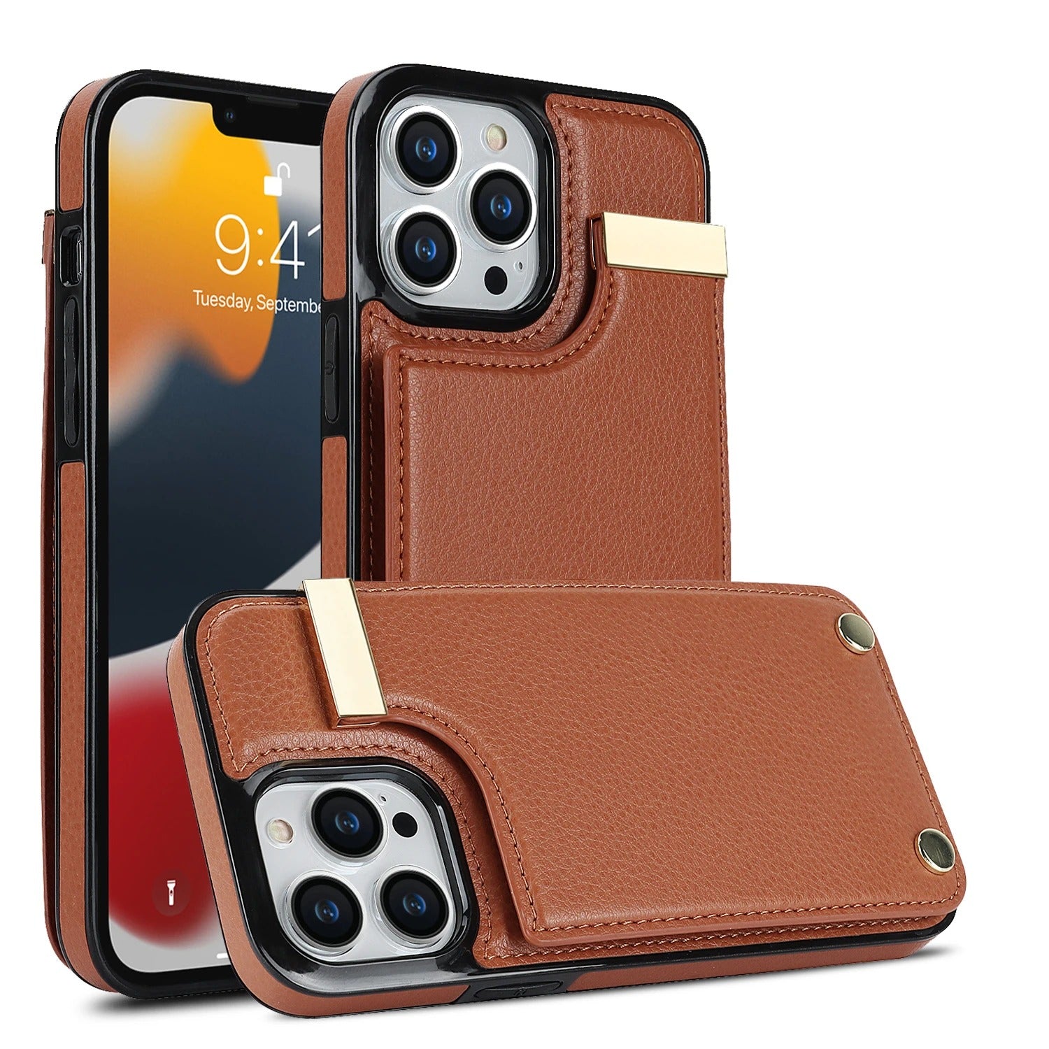 Luxury iPhone Case — PU Leather Wallet Cover with Card Holder Storage, Shockproof Anti-Drop Protection and Sleek Anti-Fingerprint Design
