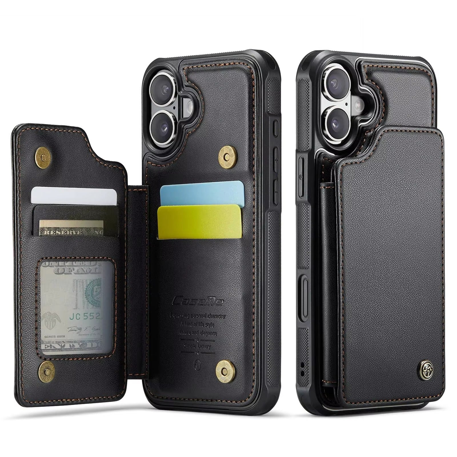 Luxury iPhone Case — PU Leather Wallet Cover with RFID-Blocking Card Slots, Magnetic Clasp and Durable Kickstand Protective Design