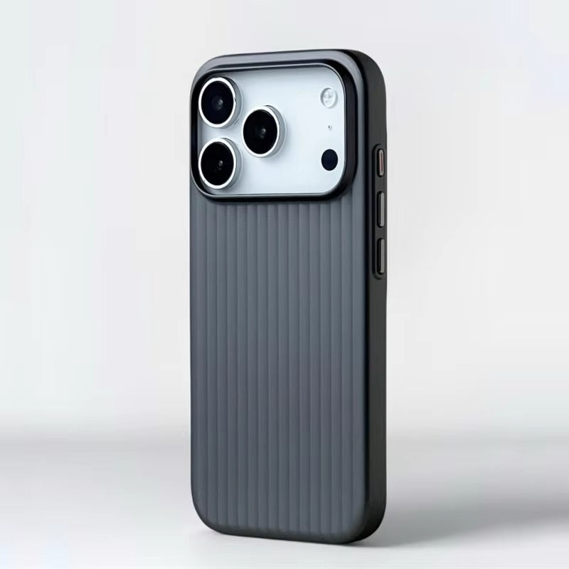 Luxury iPhone Case — Plating 3D Luggage-Stripe MagSafe Cover with Shockproof Matte Design and Wireless-Charging Safe Protection