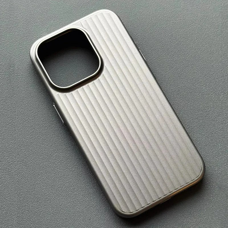 Luxury iPhone Case — Plating 3D Luggage-Stripe MagSafe Cover with Shockproof Matte Design and Wireless-Charging Safe Protection