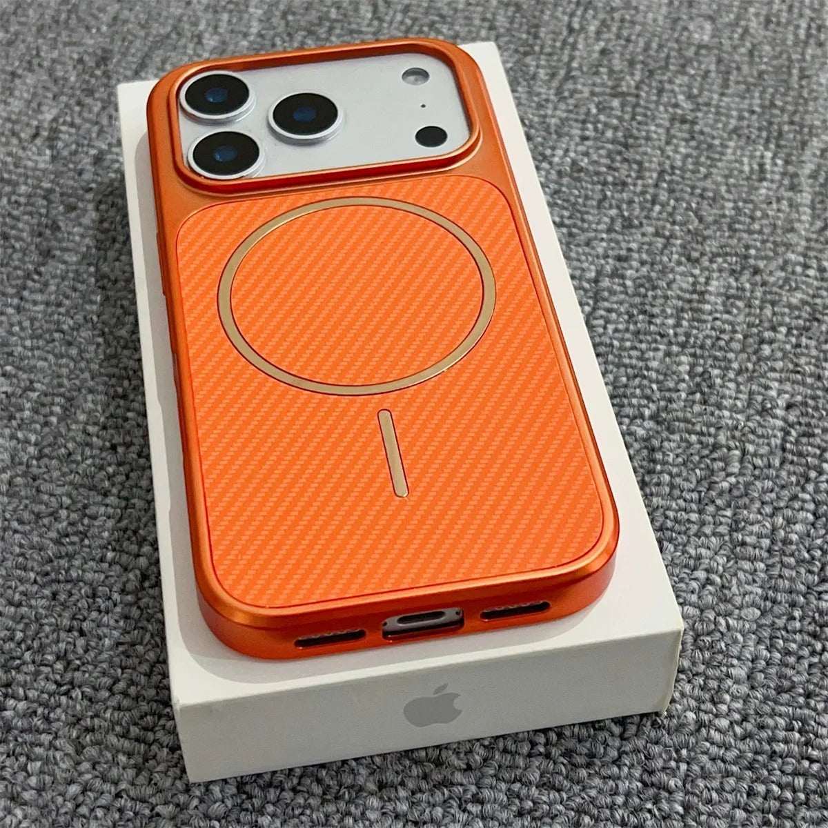 Luxury iPhone Case — Plating Color Gradient Plaid Cover with MagSafe Magnets, Silicone Back, Shockproof Protection & Open Camera Design