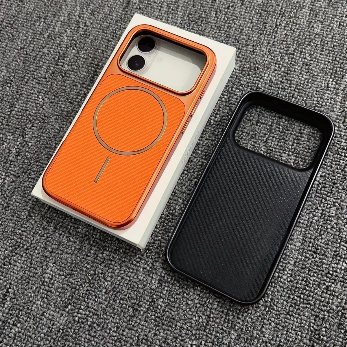 Luxury iPhone Case — Plating Color Gradient Plaid Cover with MagSafe Magnets, Silicone Back, Shockproof Protection & Open Camera Design
