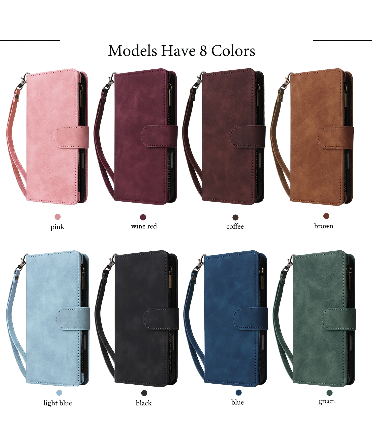 Luxury iPhone Case — Premium Leather Wallet with Zipper, Magnetic Flip, Card Slots, Shockproof & Non-Slip Design