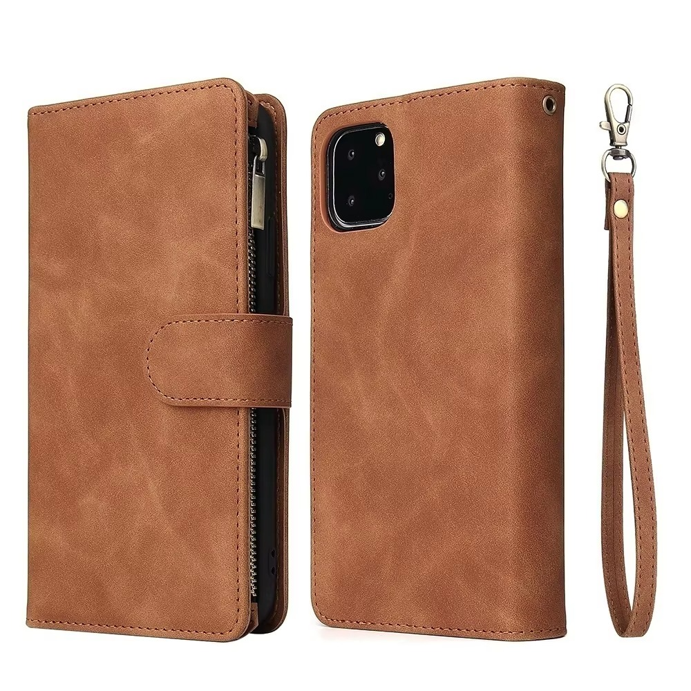 Luxury iPhone Case — Premium Leather Wallet with Zipper, Magnetic Flip, Card Slots, Shockproof & Non-Slip Design
