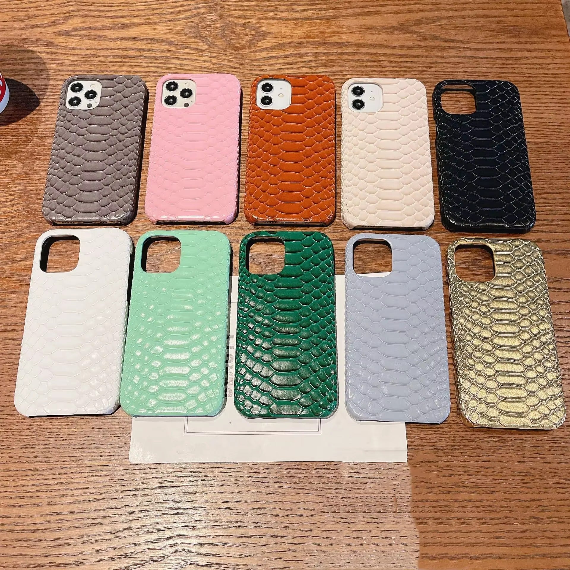 Luxury iPhone Case — Python Skin Pattern Hard Cover with Anti-Drop Shockproof Protection, Anti-Fingerprint Anti-Scratch PU Leather Design