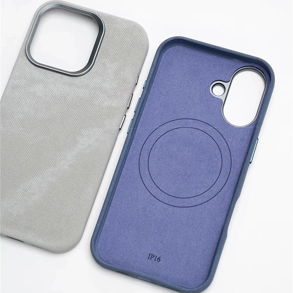 Luxury iPhone Case — Retro Flannel Magnetic Microfiber Cover with Matte Finish, Half-Wrapped Protection & MagSafe Wireless Charging Compatibility