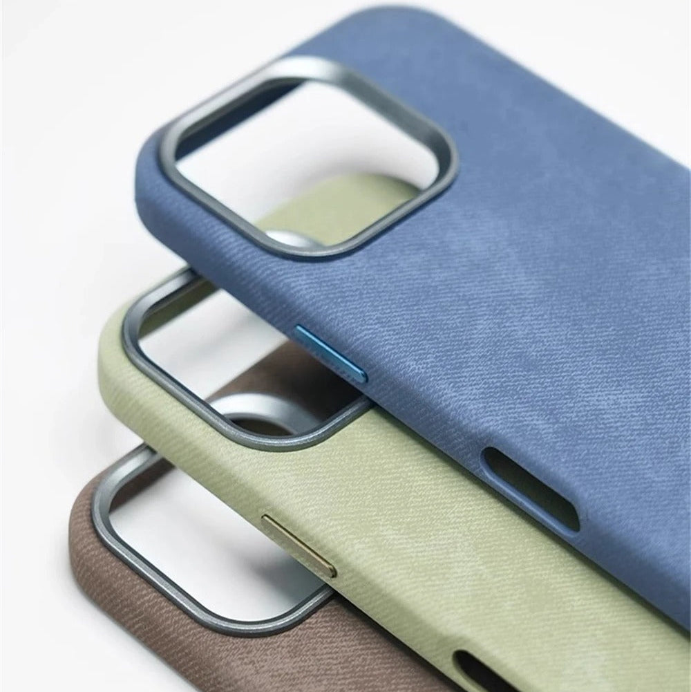 Luxury iPhone Case — Retro Flannel Magnetic Microfiber Cover with Matte Finish, Half-Wrapped Protection & MagSafe Wireless Charging Compatibility