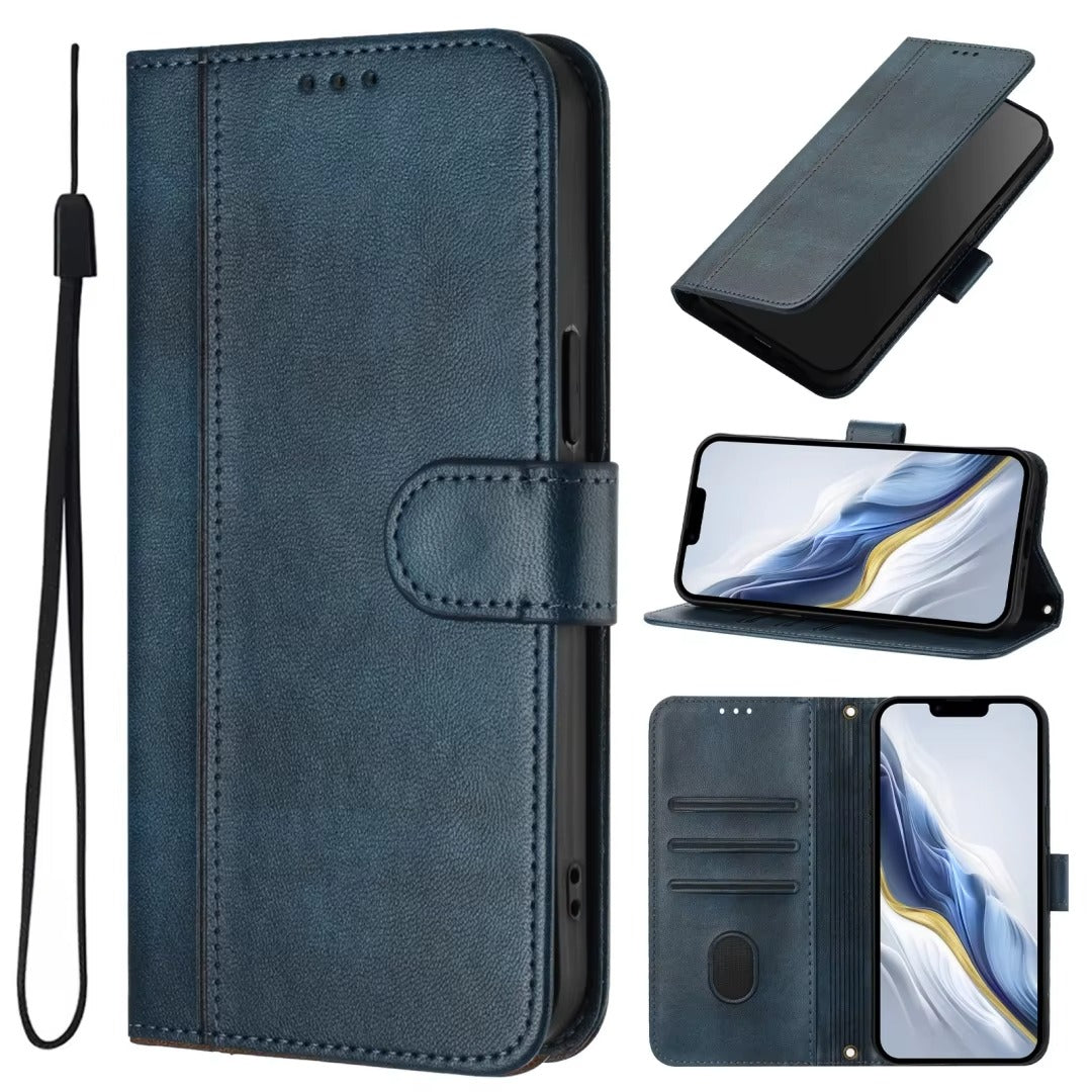 Luxury iPhone Case — Retro Leather Flip Wallet with Card Slots, Magnetic, Shockproof, Dustproof, Soft Non-Slip Cover with Stand