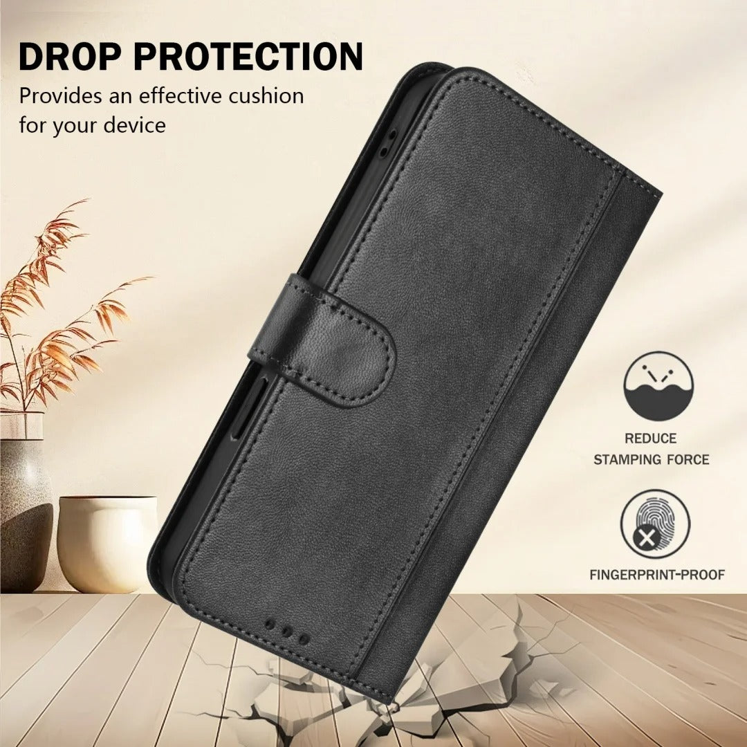 Luxury iPhone Case — Retro Leather Flip Wallet with Card Slots, Magnetic, Shockproof, Dustproof, Soft Non-Slip Cover with Stand