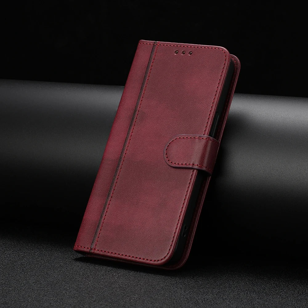 Luxury iPhone Case — Retro Leather Flip Wallet with Card Slots, Magnetic, Shockproof, Dustproof, Soft Non-Slip Cover with Stand