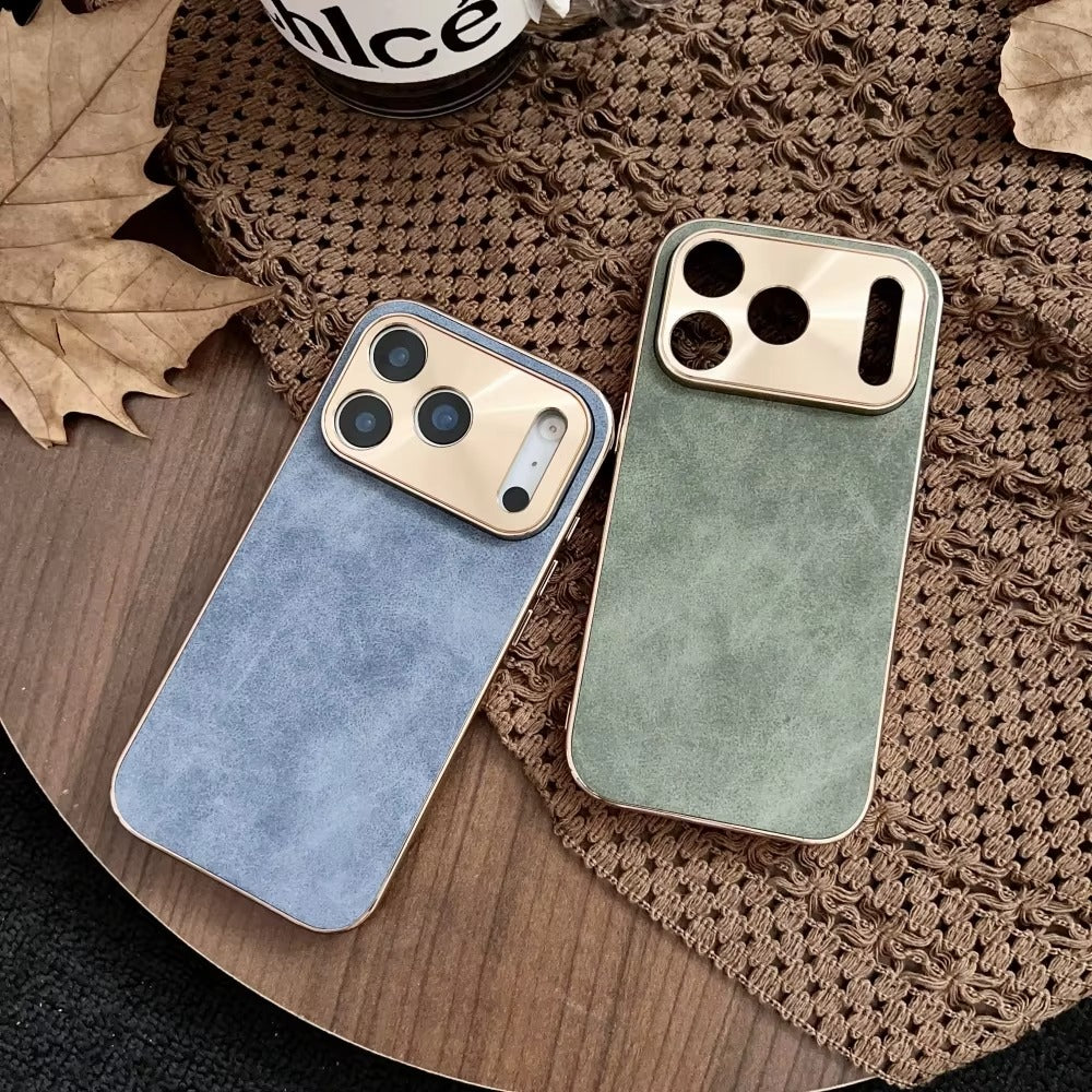 Luxury iPhone Case — Sheepskin-Texture Plating Bumper Cover with Shockproof PC Armor Design, Anti-Fingerprint Lightweight Non-Slip Protection
