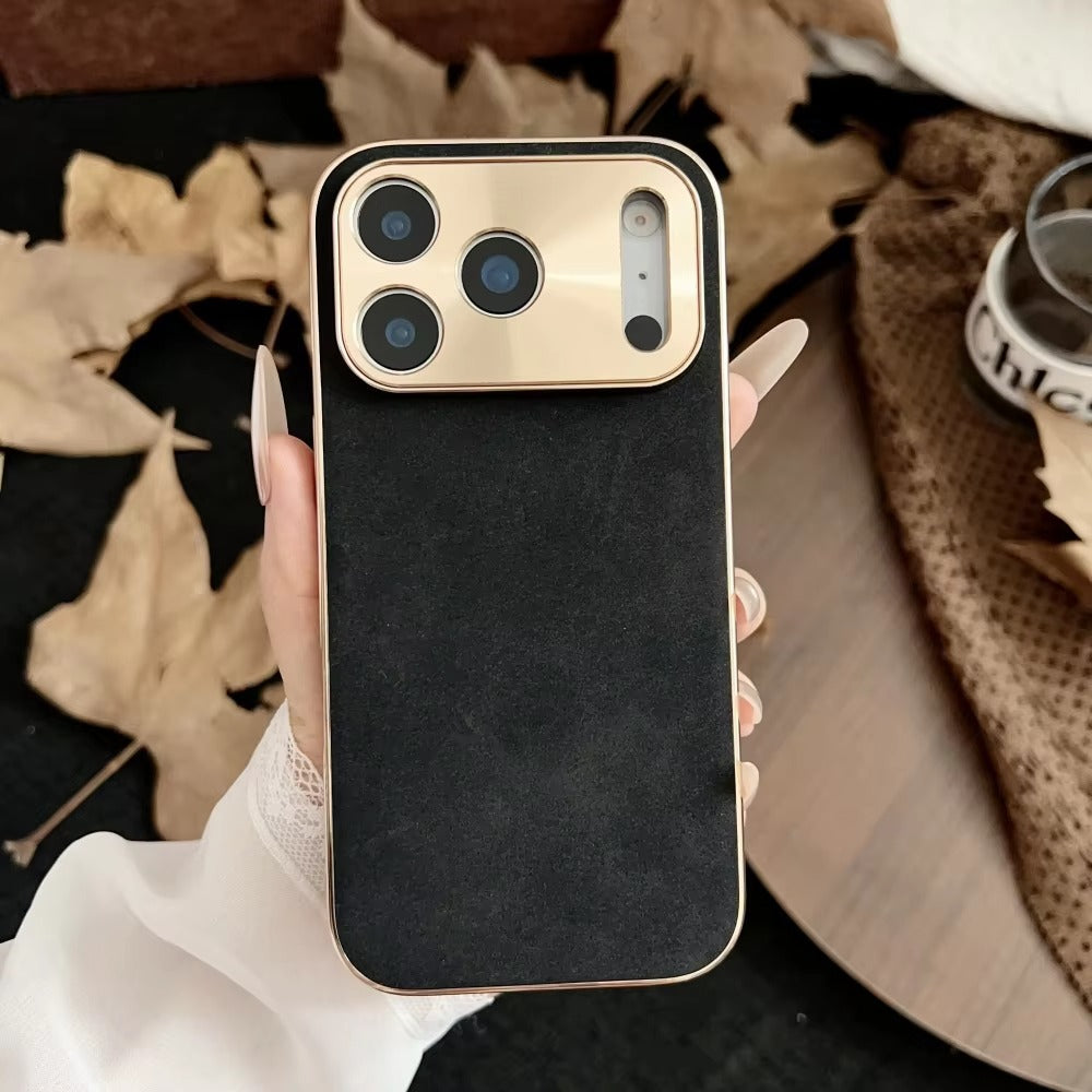 Luxury iPhone Case — Sheepskin-Texture Plating Bumper Cover with Shockproof PC Armor Design, Anti-Fingerprint Lightweight Non-Slip Protection