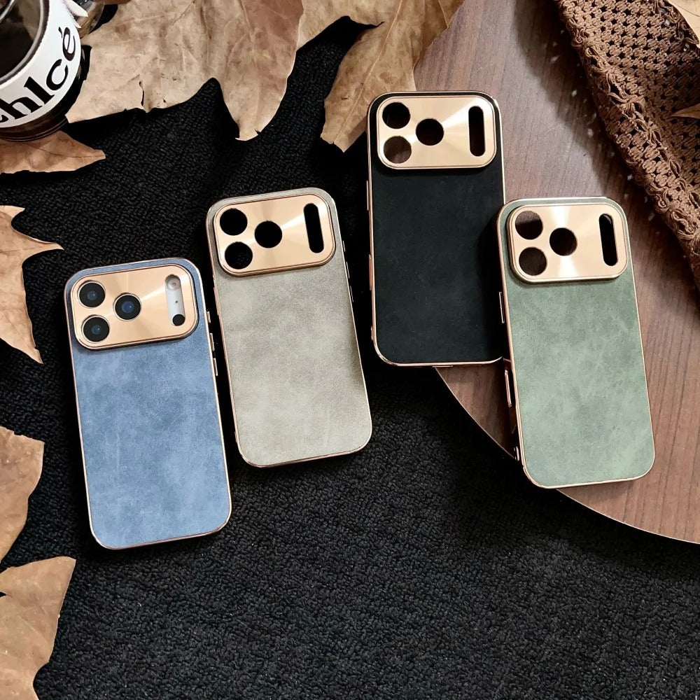Luxury iPhone Case — Sheepskin-Texture Plating Bumper Cover with Shockproof PC Armor Design, Anti-Fingerprint Lightweight Non-Slip Protection