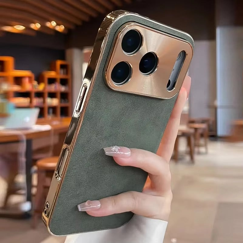 Luxury iPhone Case — Sheepskin-Texture Plating Bumper Cover with Shockproof PC Armor Design, Anti-Fingerprint Lightweight Non-Slip Protection