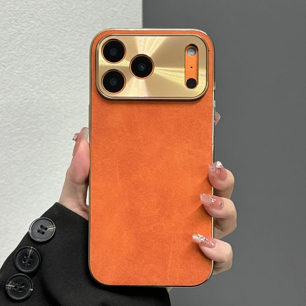 Luxury iPhone Case — Sheepskin-Texture Plating Bumper Cover with Shockproof PC Armor Design, Anti-Fingerprint Lightweight Non-Slip Protection