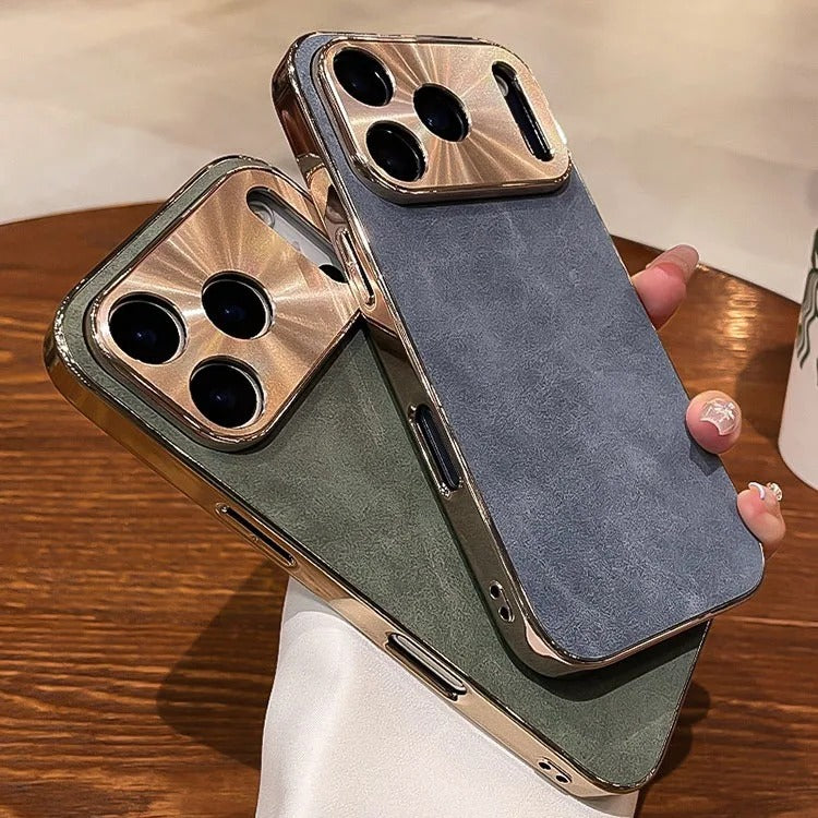 Luxury iPhone Case — Sheepskin-Texture Plating Bumper Cover with Shockproof PC Armor Design, Anti-Fingerprint Lightweight Non-Slip Protection
