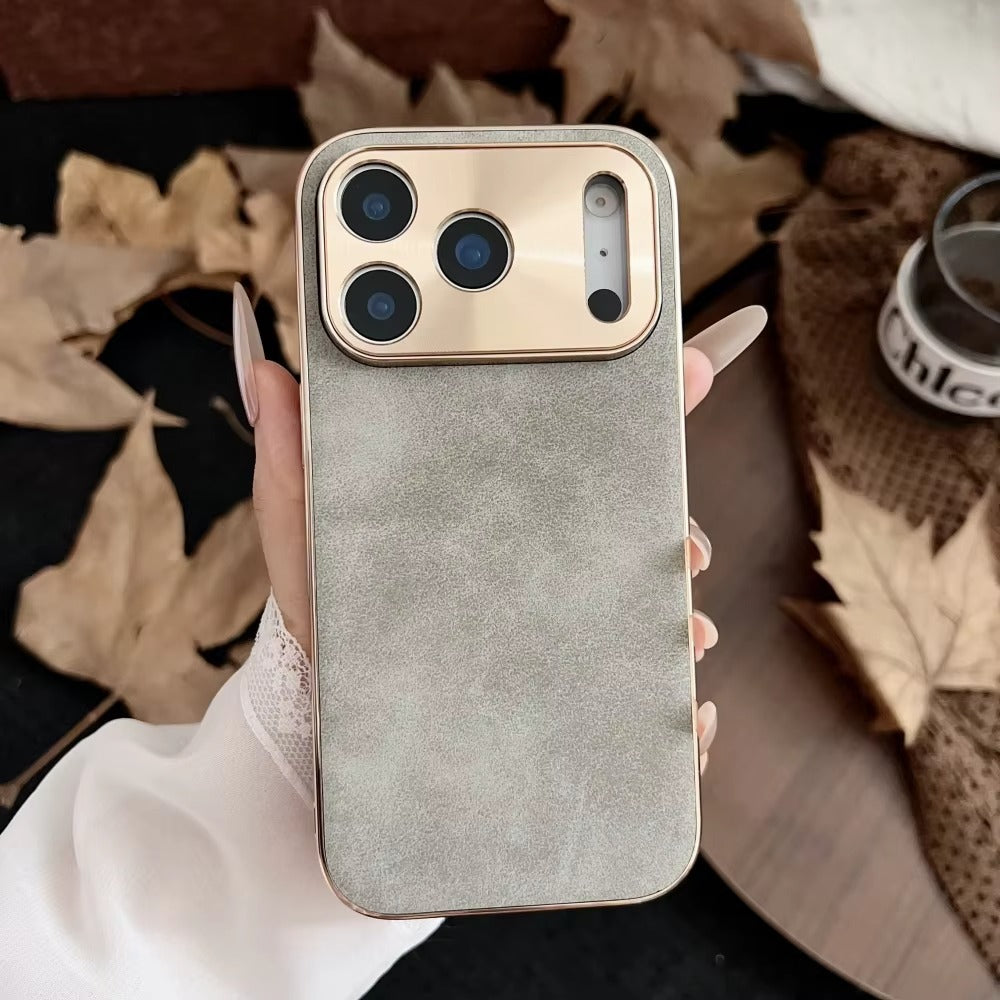 Luxury iPhone Case — Sheepskin-Texture Plating Bumper Cover with Shockproof PC Armor Design, Anti-Fingerprint Lightweight Non-Slip Protection