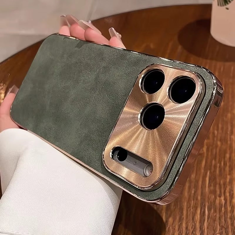 Luxury iPhone Case — Sheepskin-Texture Plating Bumper Cover with Shockproof PC Armor Design, Anti-Fingerprint Lightweight Non-Slip Protection