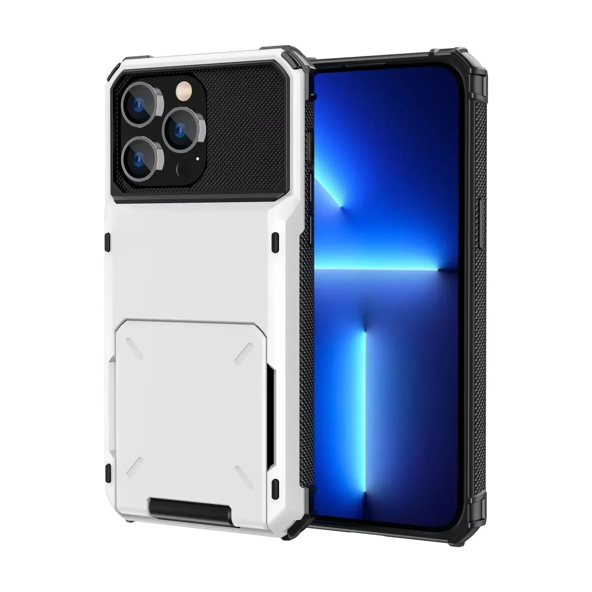 Luxury iPhone Case — Shockproof Slide Armor Wallet Cover with Card Slots, Dual-Layer Protection & Non-Slip Business Design